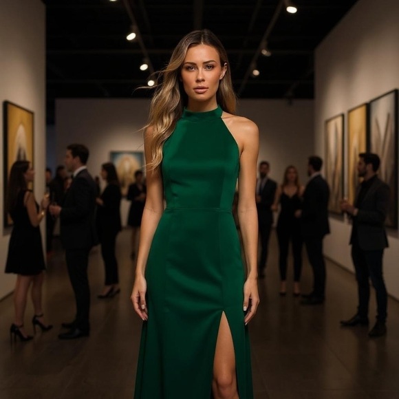 Lulu's Teal Backless Halter Dress - Picture 5 of 5